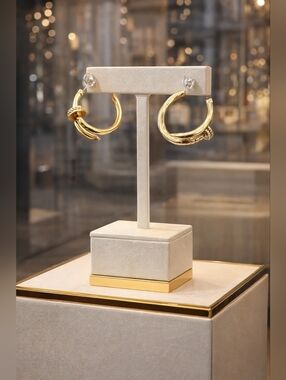 Gold Tone Double-Ring Nail Hoop Earrings - Women Jewelry